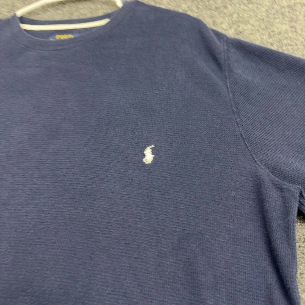 Polo Ralph Lauren Sleepwear Shirt Mens 2XL Blue Waffle Knit Thermal Long Sleeve